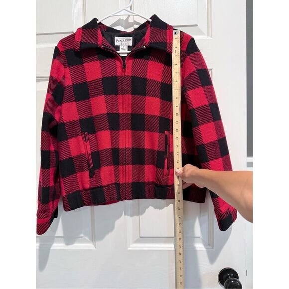 Vintage Pendleton Classic Buffalo Red & Black Checkered Wool Trucker Jacket M - Picture 7 of 11
